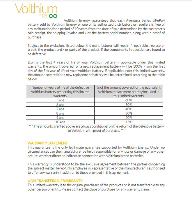 Volthium Lithium AVENTURA 12V 100AH BATTERY / Cold Charging Protection