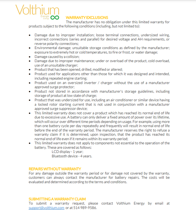 VOLTHIUM AVENTURA 12V 100AH BATTERY / COLD CHARGING PROTECTION AND CHARGER