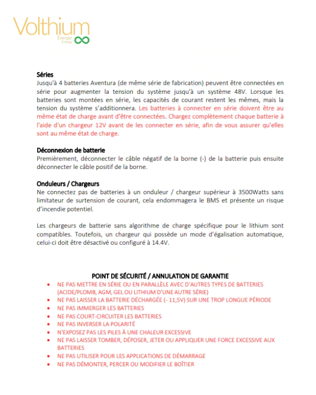 VOLTHIUM AVENTURA 12V 100AH BATTERY – BLUETOOTH and CHARGER