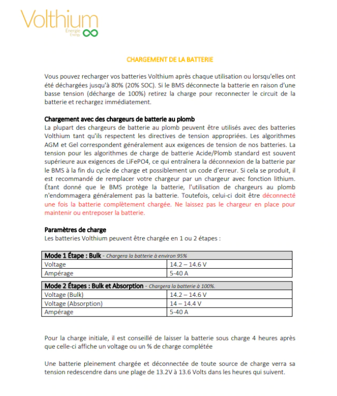 VOLTHIUM AVENTURA 12V 100AH BATTERY – BLUETOOTH and CHARGER