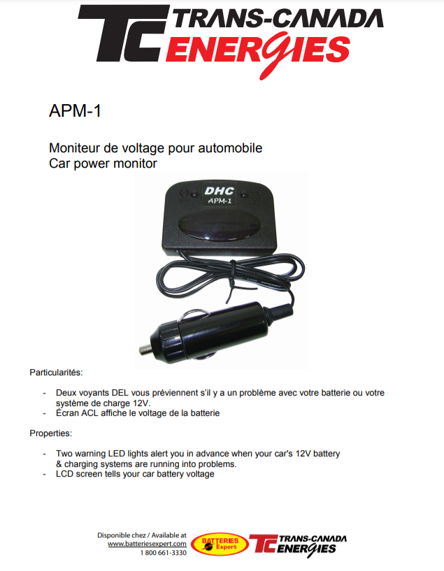 APM-1 VOLTMETER 12V DIGITAL BATTERY POWER ALERT