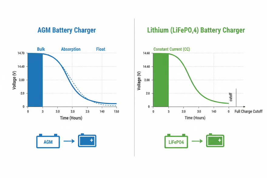 What is the Difference Between AGM and LiFePO4 Charger Settings?