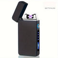 1pc Hot Electric Windproof Metal Lighter, Double Arc Flameless Plasma Rechargeable USB Lighter, LED Power Display Touch Sensor Lighter Christmas Gift