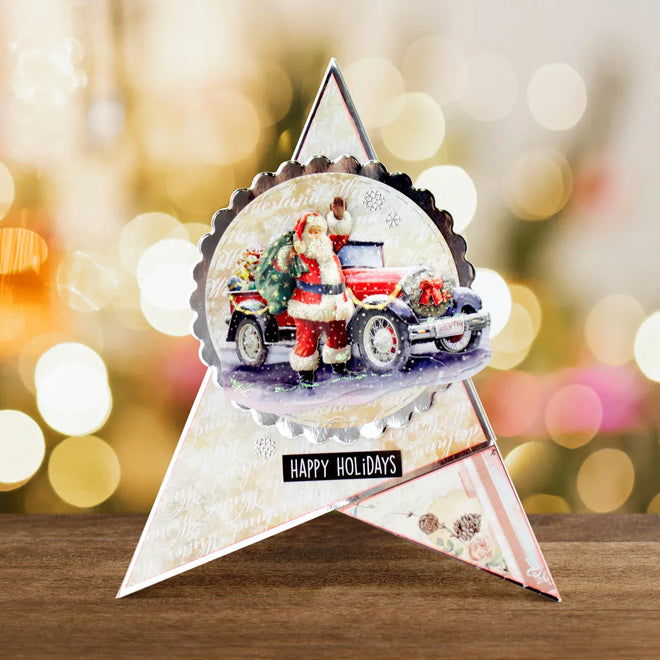 Die Cut Decoupage – Santa's Car (Pack Of 3)