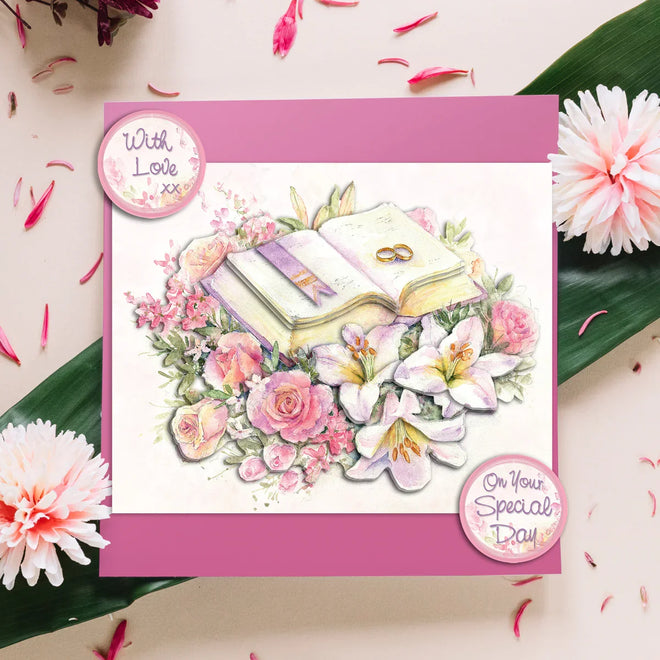 Die Cut Decoupage – Wedding Book & Flowers (Pack Of 3)