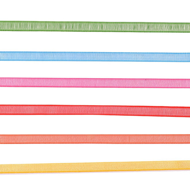 Vaessen Creative Organza Ribbon 6 Colours 3mmx2m Summer