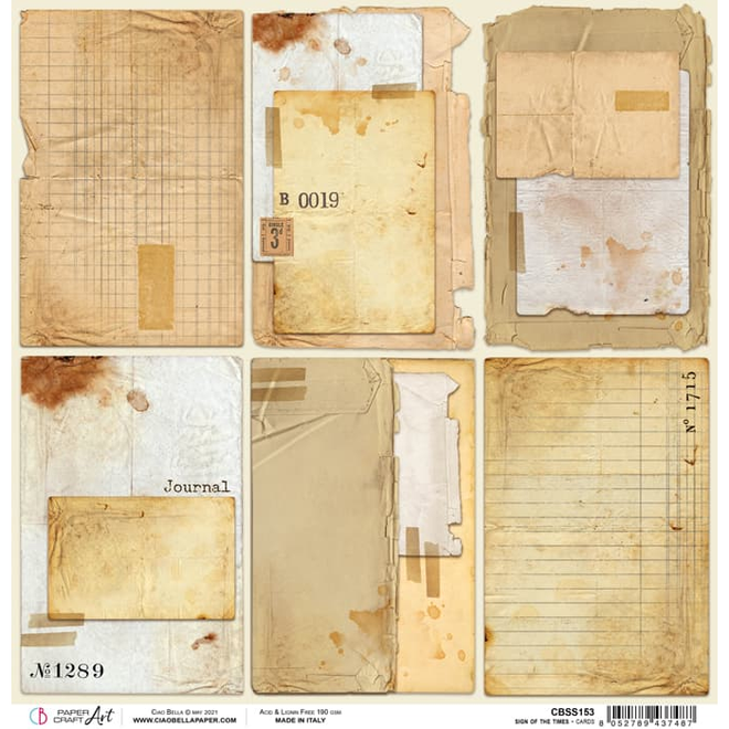 Ciao Bella Sign Of The Times Cards Paper Sheet 12"X12" 1 Sheet