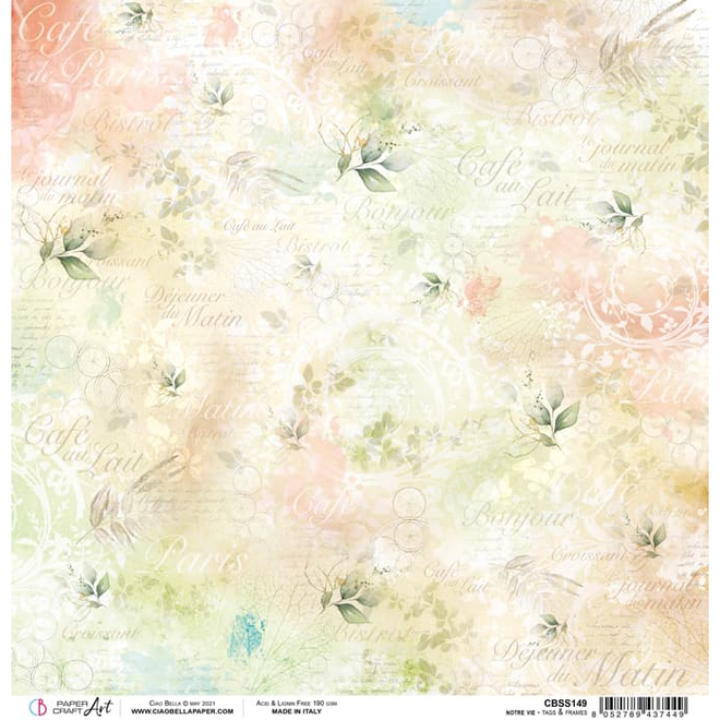 Ciao Bella Notre Vie Tags & Frames Paper Sheet 12"X12" 1 Sheet
