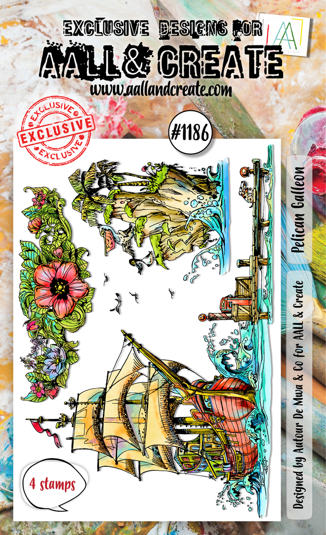 AALL and Create - A6 Stamp Set - Pelican Galleon