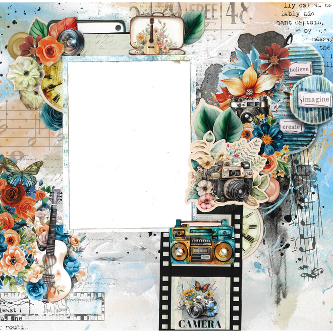 3Quarter Designs Cerulean Score 12x12 Design Paper & Diecuts Set