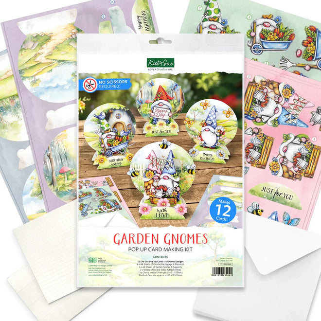 Garden Gnomes Die-Cut Pop Up Card Making Kit