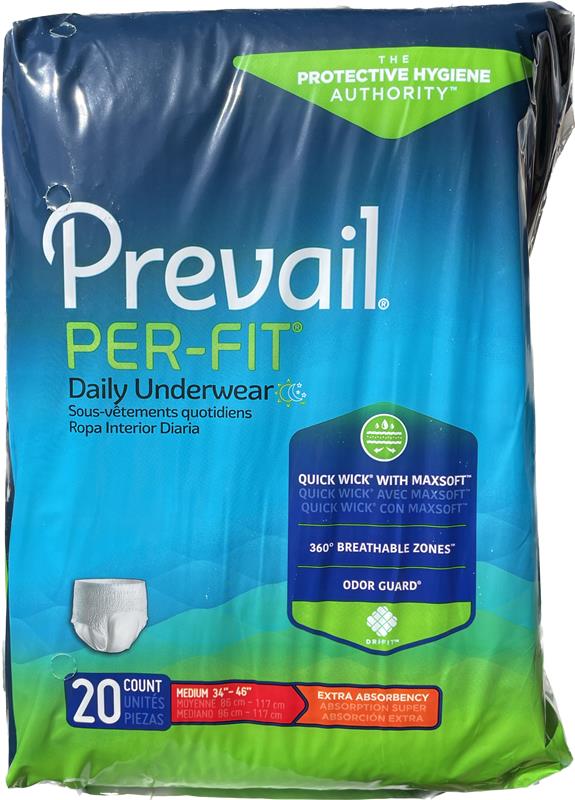 Prevail Per-Fit Daily Underwear Extra Absorbency Medium, 20 Count Adult Diaper