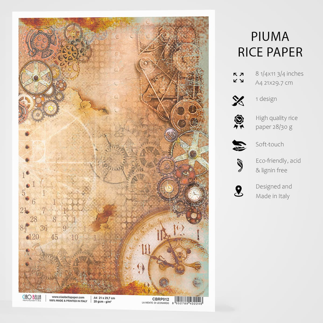 Ciao Bella Rice Paper A4 La Mente Di Leonardo