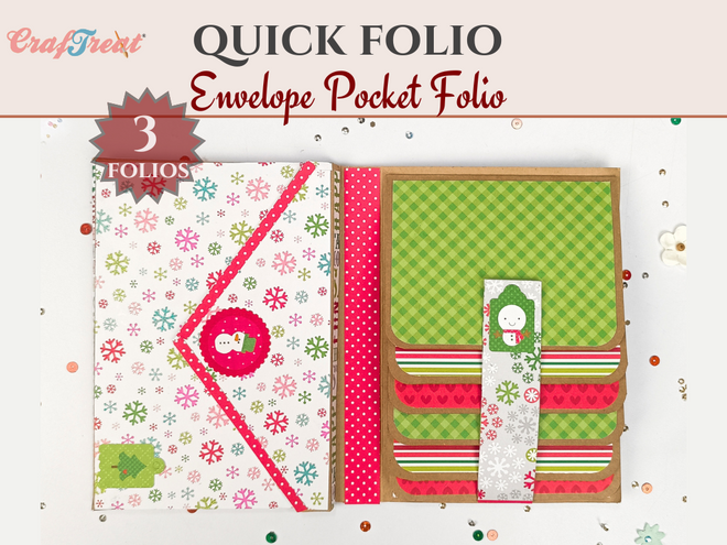 Craftreat Scrapbook Blank Quick Folio - Envelope Pocket Folio - Black, Kraft and White