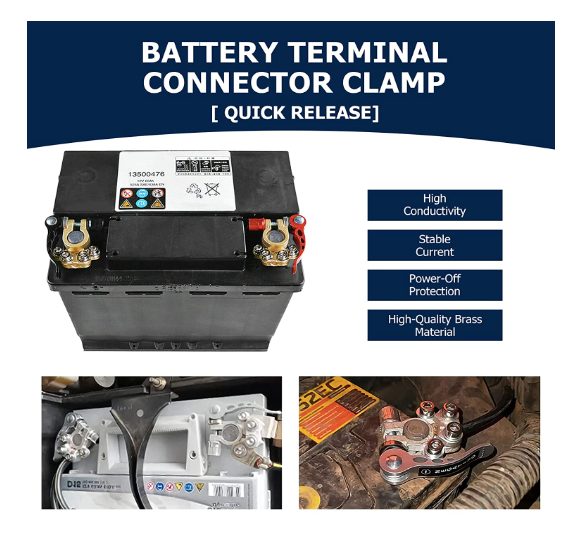1 Set Car Battery Terminal Connectors, 4 Way Quick Release Disconnect