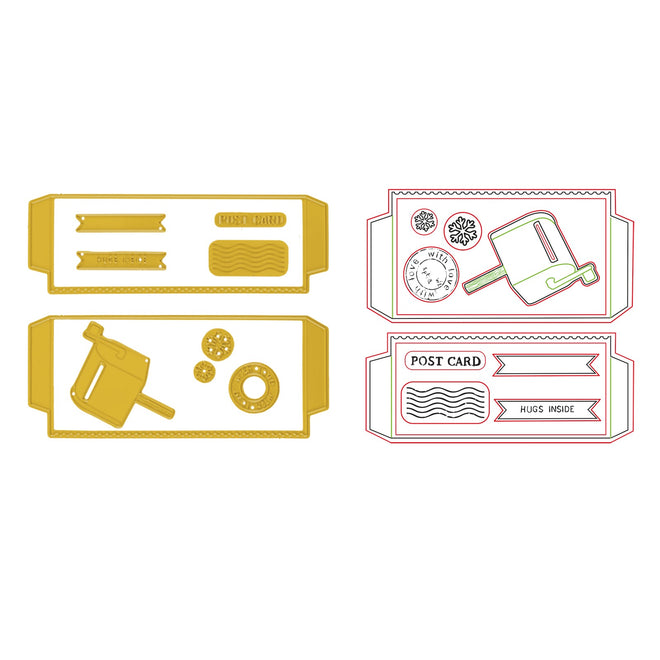 Vaessen Creative • Cutting + Embossing Die Set Postal Panda Pockets