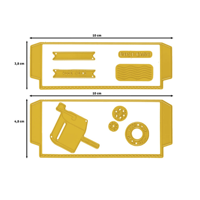 Vaessen Creative • Cutting + Embossing Die Set Postal Panda Pockets