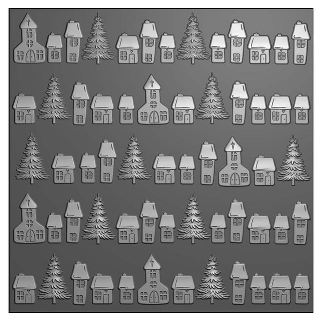 Vaessen Creative • 3D Embossing Folder Christmas Village 15x15cm