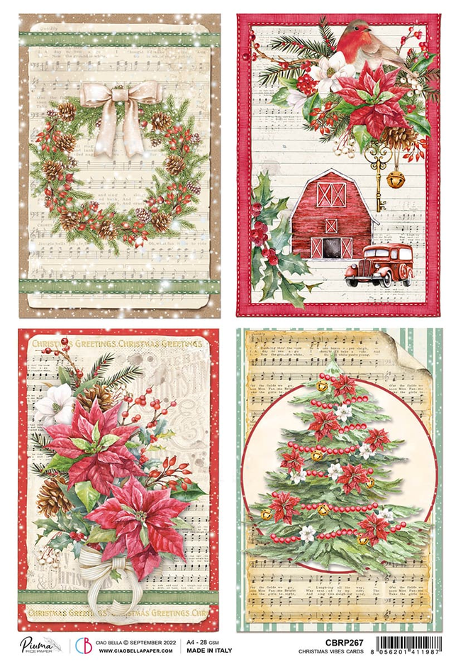 Rice Paper A4 Piuma Christmas Vibes Cards