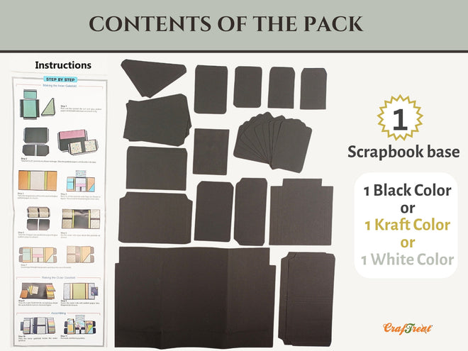 CrafTreat Scrapbook Blank Precut Album Base - Gate Fold Folio - White