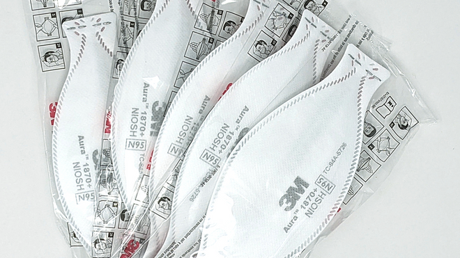 3M Aura 1870+ N95 Surgical Mask - 1 Piece, 10, 25, 40 Packs, or Case of 440