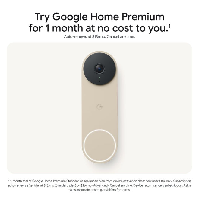 Google Nest Doorbell (Wired, 3rd gen)- 2K Video and Gemini - Linen 🍁 All In One Marketplace Canada