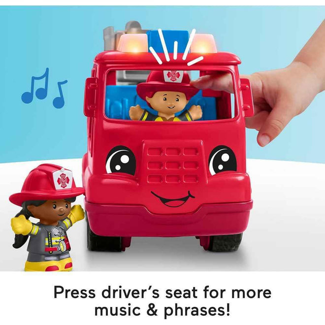 Fisher-Price Little People Toddler Toy Fire Truck Musical Push-Along Vehicle with 2 Figures for Pretend Play Ages 1+ Years 🍁 All In One Marketplace Canada