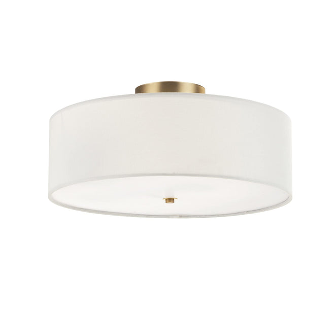 Globe Electric 60998 Kyle 2-Light Flush Mount Ceiling Light, Matte Brass, White Linen Shade 🍁 All In One Marketplace Canada