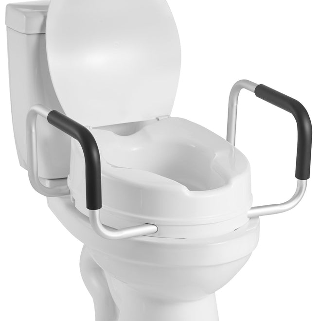 VEVOR Raised Toilet Seat with Arms, 300 lbs Load Capacity, 4-Inch Lift Height, Widened Commode Elevated Toilet Seat Riser with Padded Handles for Seniors, Elderly, Handicap, Disabled, and Adults Use 🍁 All In One Marketplace Canada