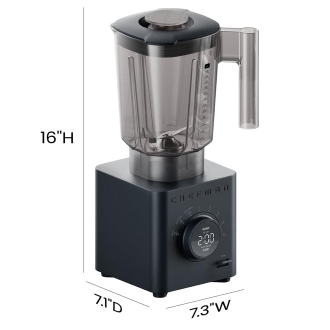 Chefman Obliterator 48 oz Countertop Blender for Smoothies, 1380W Motor to Crush Ice,Nuts & Frozen Fruit with Stainless Steel Blade Auto Blend Function, Includes Tamper & Scraper-MIDNIGHT 🍁 All In One Marketplace Canada