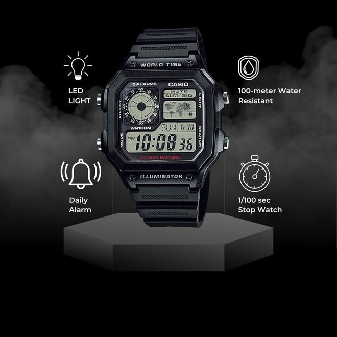 Casio Men's Classic Japanese-Quartz Watch with Resin Strap, Black, 21 (Model: AE1200WH-1A) 🍁 All In One Marketplace Canada