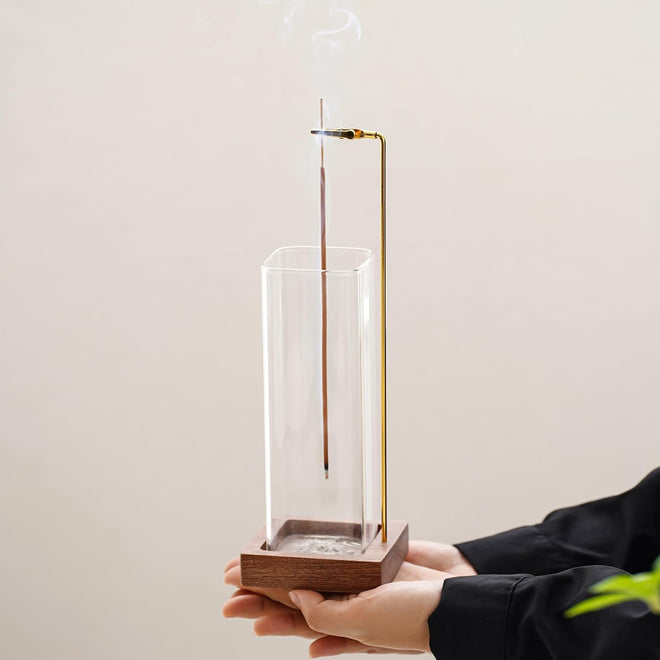 Ceremony Incense Holder, Wooden Incense Holder for Sticks with Glass Ash Catcher, Anti-ash Incense Burner with a Ash Brush for Meditation Yoga Spa Room Decor 🍁 All In One Marketplace Canada