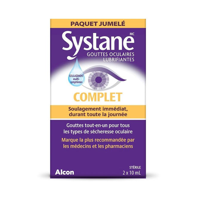 Systane Complete Lubricant Eye Drops for dry eyes, All-In-One Drops, Multi-Symptom Relief, Dry Eye Relief from Extended Screen Time - 2 x 10mL 🍁 All In One Marketplace Canada