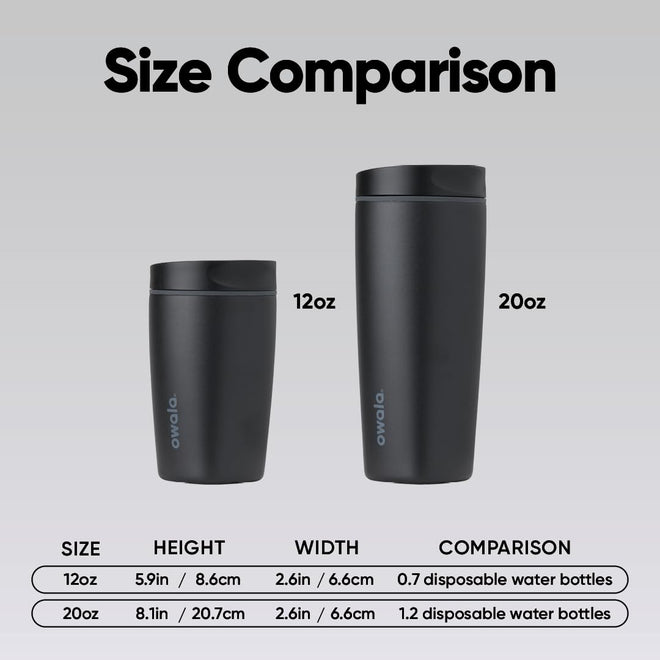 Owala SmoothSip Slider Insulated Stainless Steel Coffee Tumbler, Reusable Iced Coffee Cup, Hot Coffee Travel Mug, BPA Free 20 oz, Very Very Dark 🍁 All In One Marketplace Canada