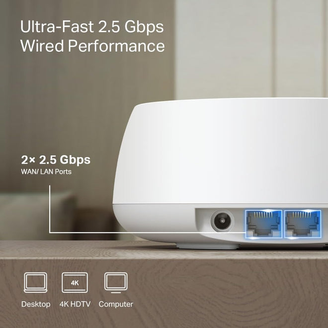 TP-Link Deco 7 BE25 Dual-Band BE5000 WiFi 7 Mesh Wi-Fi System | 4-Stream 5 Gbps, 240 Mhz Channels | Covers up to 4,600 Sq.Ft | 2X 2.5G Ports Wired Backhaul | VPN,MLO, AI-Roaming, HomeShield, 2-Pack 🍁 All In One Marketplace Canada