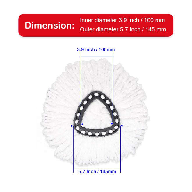 4Pcs Spin Mop Head Refills + 1 Mop Holder for Vileda, fit O-Cedar Spin Mop, Easy Wring Mop Replacement, Microfiber Triangle Replacement Pads, White Color (Pack4 * 1) 🍁 All In One Marketplace Canada