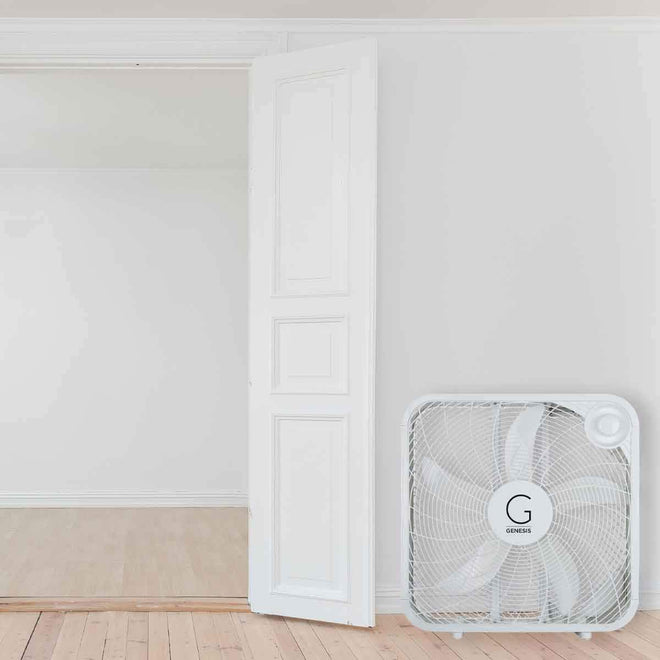 Genesis 20" Box Fan, 3 Settings, Max Cooling Technology, Carry Handle, White (G20BOX-WHT) 🍁 All In One Marketplace Canada