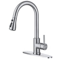 HUAAKE Kitchen Faucet with Pull Down Sprayer, Multi-Function Stainless Steel Single Handle High Arc Kitchen Sink Faucet, 360° Swivel Modern Commercial Kitchen tap with Deck Plate 🍁 All In One Marketplace Canada