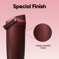 Owala FreeSip Sway Insulated Stainless Steel Water Bottle with Two-Way Spout, Built-In Straw and Bucket Handle, Made for Travel, School, and Sports, 40oz, BPA Free, Leak Proof, Black Cherry 🍁 All In One Marketplace Canada