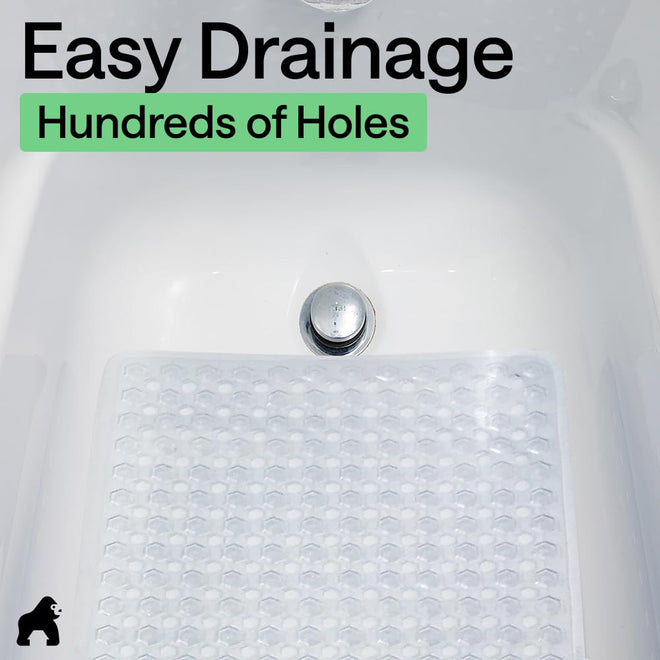 GORILLA GRIP Patented Bath Tub Shower Mat, Machine Washable Bathtub Floor Liner Mats, Suction Cups and Drain Holes to Keep Tubs Clean, Bathroom Essentials, 89x41 cm, Clear 🍁 All In One Marketplace Canada