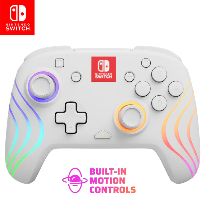 PDP Afterglow Wave Wireless RGB Gaming Controller - Nintendo Switch/Switch Lite/Switch - OLED Model, Nintendo Switch 2, LED Lighting, Rechargeable Battery - White 🍁 All In One Marketplace Canada