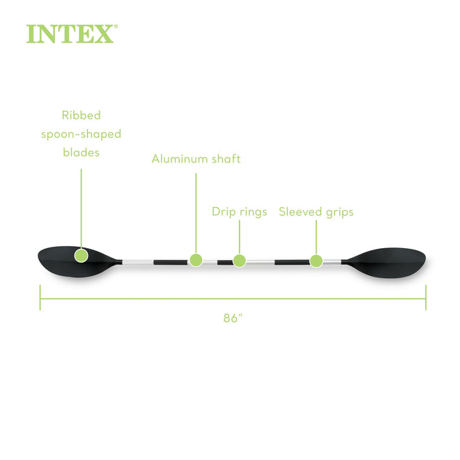 INTEX 69629E 86" Kayak Paddle: Ribbed Spoon Shaped Blades – Durable Lightweight Aluminum Shaft – Comfortable Grips – 3-Position Feather Adjustability – TUV RL Approved 🍁 All In One Marketplace Canada