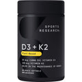 Sports Research® Vitamin D3 + K2 w/Coconut MCT Oil - Vegan Vitamin D 1000iu (25mcg) & Mk-7 Vitamin K 120mcg - Vegan Certified · Non-GMO · Soy Free - 90 Softgels 🍁 All In One Marketplace Canada