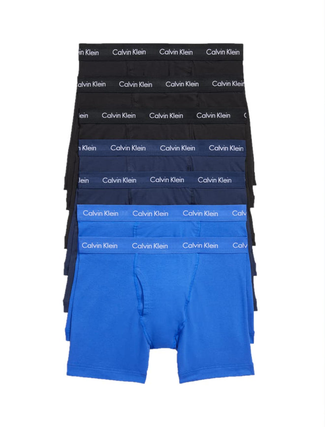 Calvin Klein Men's Cotton Stretch 7-Pack Boxer Brief, 3 Black, 2 Blue Shadow, 2 Cobalt Water, Large 🍁 All In One Marketplace Canada