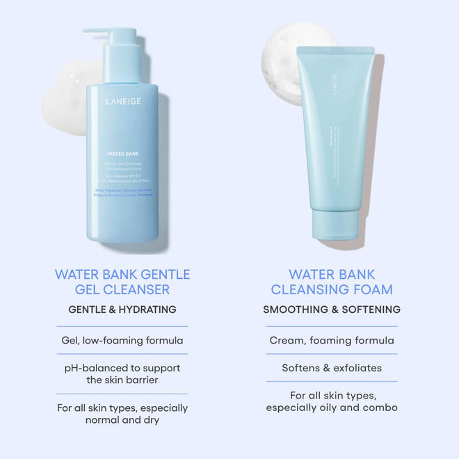 LANEIGE Water Bank Gentle Gel Cleanser: pH-Balanced & Barrier-Boosting with Blue Hyaluronic Acid 🍁 All In One Marketplace Canada