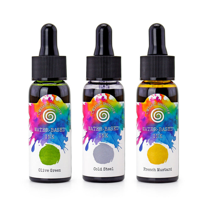 Cosmic Shimmer Elemental Water-Based Inks, Set of 3 Earthtone Colours