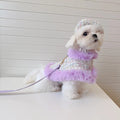 Lilac Harness and Leash Set | Plaid Dog Harness Hat Set