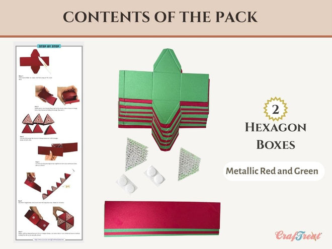 CrafTreat Scrapbook Hexagon Roll up - Metallic Red & Green