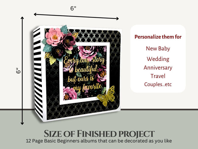 CrafTreat Scrapbook Blank Precut Album Base - Basic 6x6 - White and Ivory