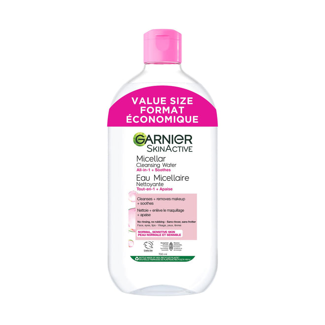 Garnier Micellar Water, Gentle and Hydrating Facial Cleanser & Makeup Remover, Suitable for Sensitive Skin, Vegan, Cruelty Free, Fragrance Free, 700ml 🍁 All In One Marketplace Canada